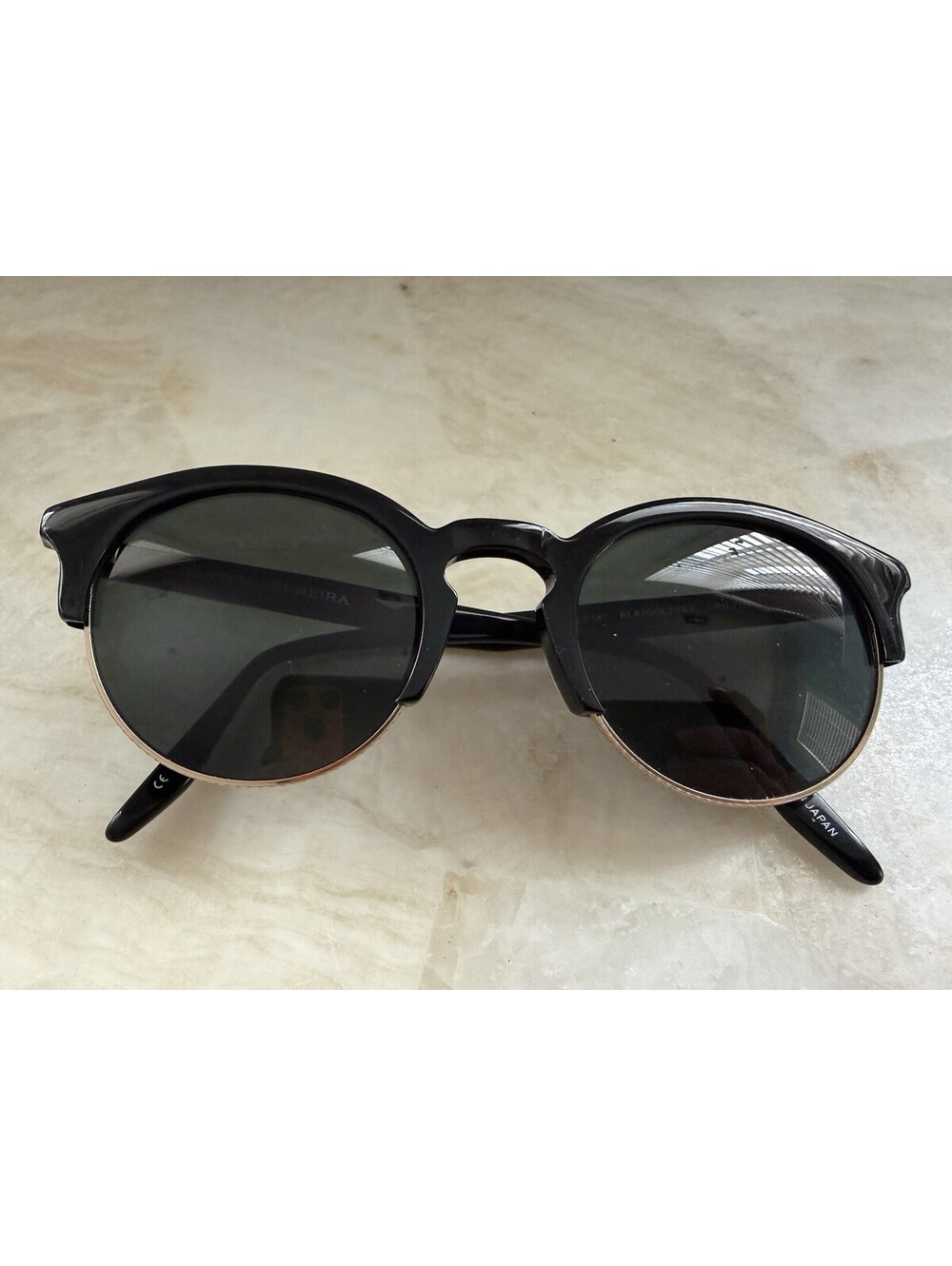 Barton Perreira Griffin Sunglasses Black Gold Made in Japan Round Handcrafted